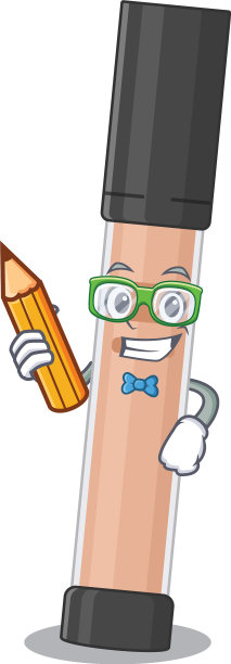 一个学生在家里学习亮色吉祥物设计图片下载