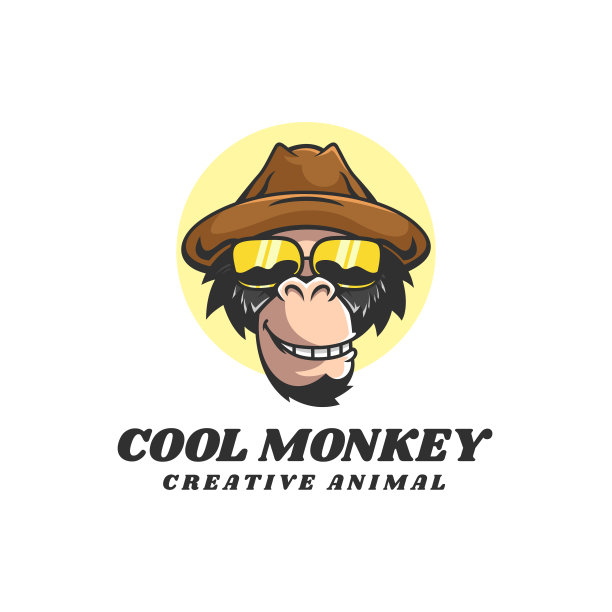 矢量插图酷猴子吉祥物卡通风格。图片下载