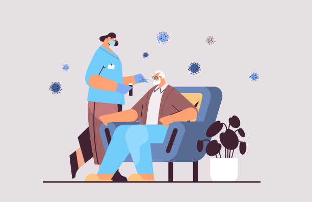 女医生在口罩中提取棉签检测冠状病毒样本，对老年男性患者进行PCR诊断程序图片下载