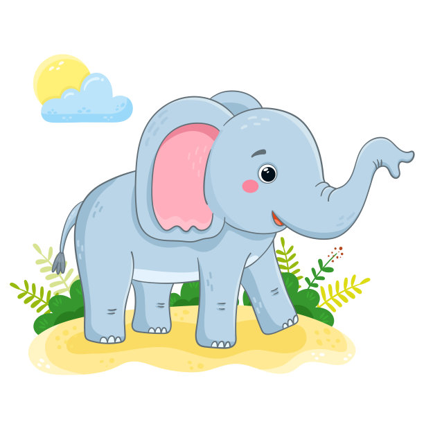 可爱的大象卡通风格。非洲动物病媒插图。图片下载