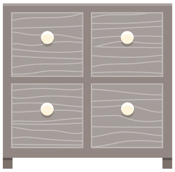 有抽屉和架子的床头柜。木质床头柜在卧室室内平面设计图片下载