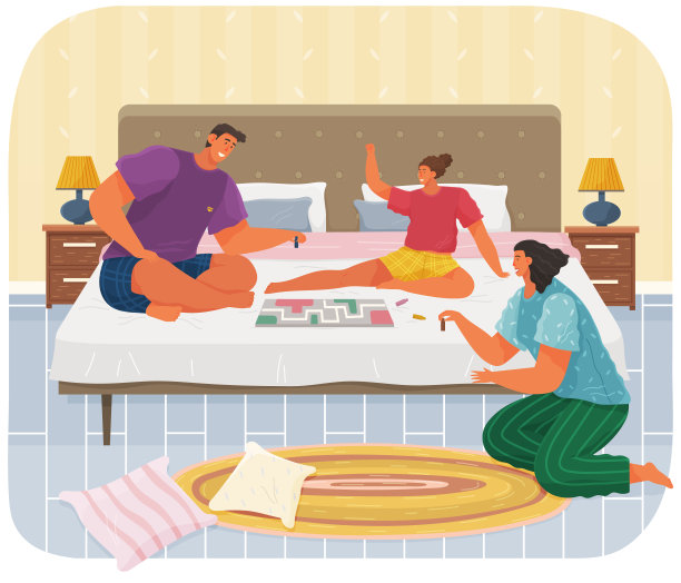 人们在卧室里玩棋盘游戏图片下载