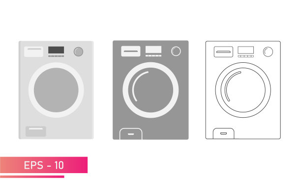 一台现实灰色设计的洗衣机图片下载