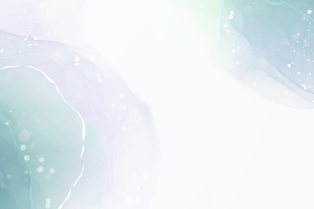 蓝绿色和薄荷色液体水彩背景与金色污点和点。豪华最小的绿松石手绘液体酒精墨水绘画效果。矢量插图设计模板图片下载