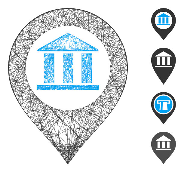 线性银行建筑指针网格图片下载