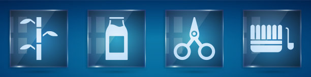 用竹竿和竹叶装瓶牛奶图片下载