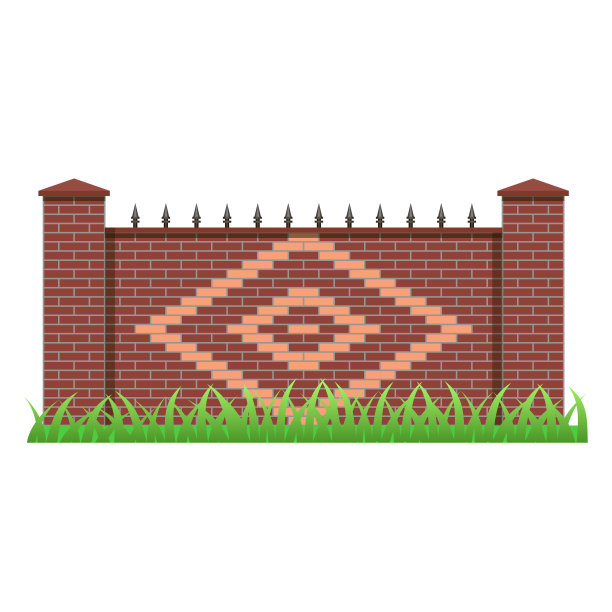 砖栅栏元素，用于庄园，房屋，花园或农场的栅栏图片下载