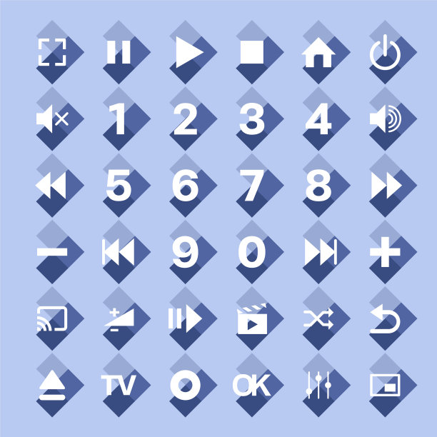 现代风格的媒体播放器按钮图片下载