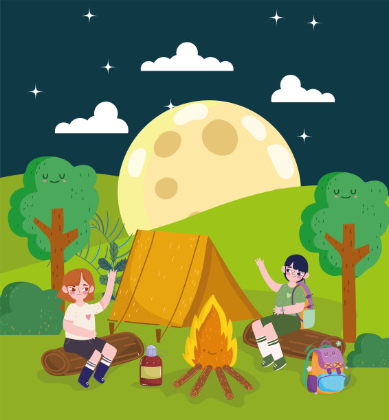 人们晚上露营图片下载