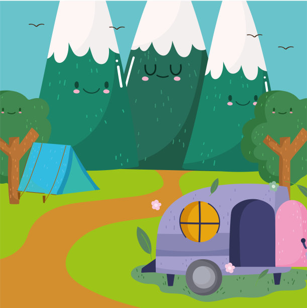 可爱的山脉露营者图片下载