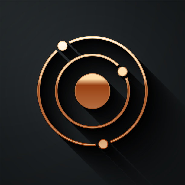 金色的太阳系图标孤立在黑色上图片下载