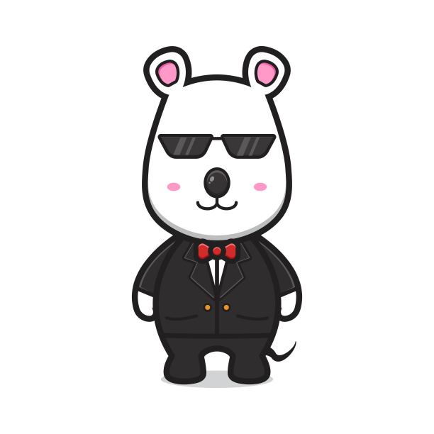可爱的鼠标作为保镖卡通矢量图标插图图片下载