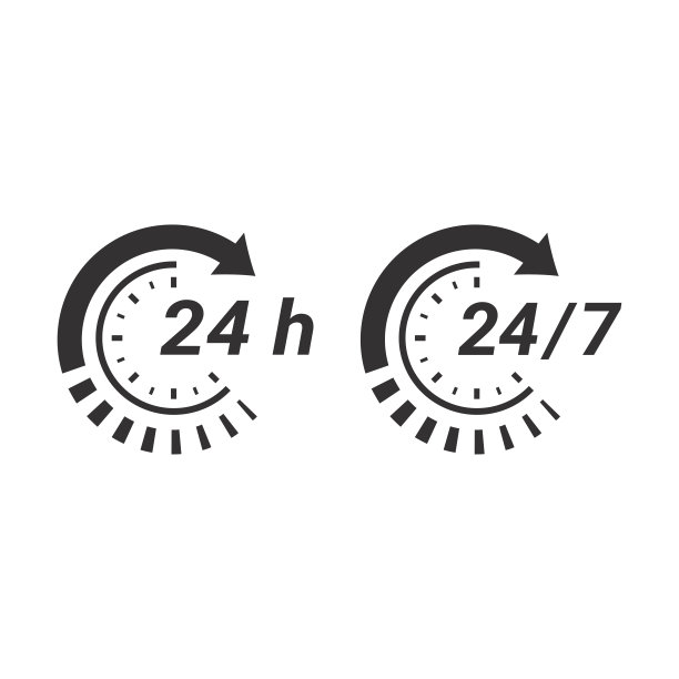 24/7全天候时钟圆形箭头服务图标图片下载