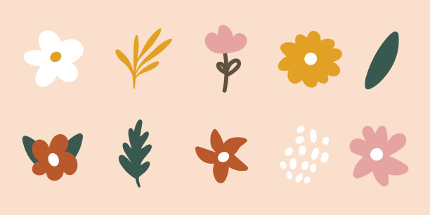 一套现代的春天涂鸦花图片下载