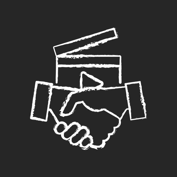 商业到商业视频粉笔白色的图标在黑暗的背景图片下载