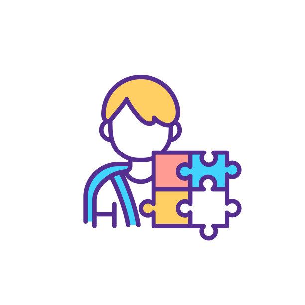 患有自闭症的儿童RGB颜色图标图片下载