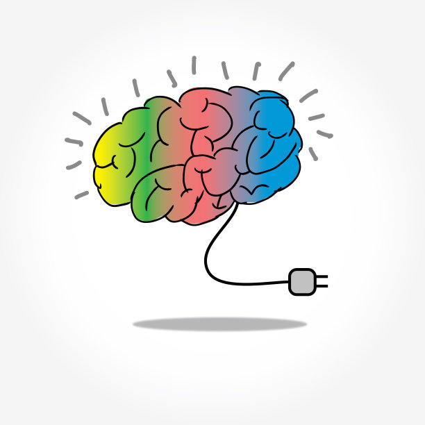 创造性思维矢量涂鸦。矢量绘制的浅蓝色图标卡通草图。图片下载