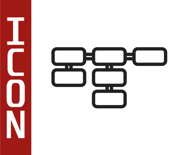 黑线站点地图图标孤立在白色上图片下载