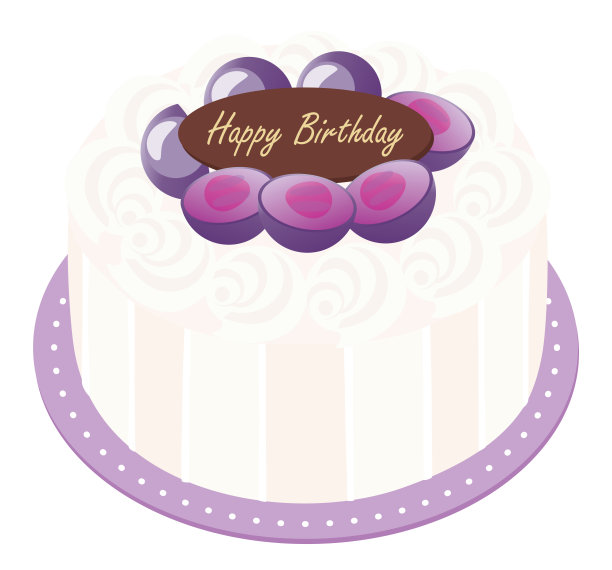 葡萄和鲜奶油生日蛋糕图片下载