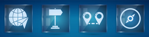 设置地球仪与飞行飞机道路交通标志图片下载