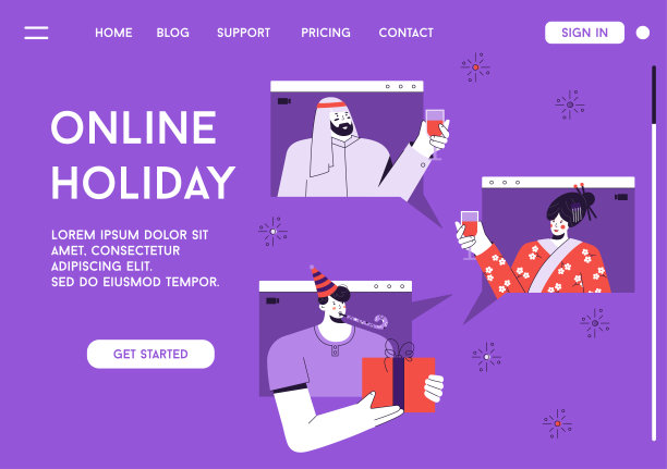 矢量登陆页面的在线假日概念图片下载