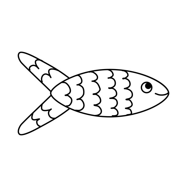 鱼为卡通人物上色。用黑色绘制线性轮廓线。矢量插图孤立在白色背景。海洋水下动物。放松，有教育意义的儿童涂色书。图片下载
