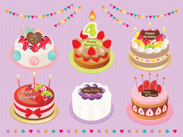 紫色背景的生日蛋糕图片下载