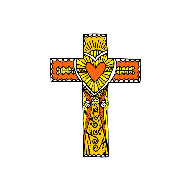 主和救主耶稣基督的十字架手绘。里面的涂鸦和设计元素。基督教和圣经的象征。图片下载