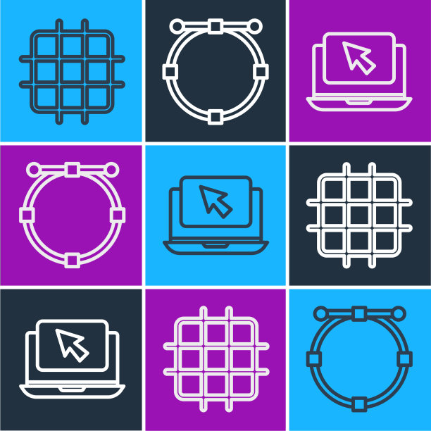 设线格、图形纸、笔记本电脑和光标图片下载