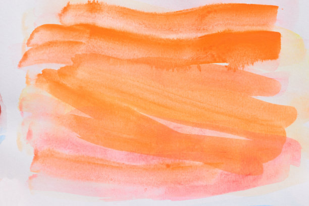 抽象背景手绘黄色与粉红色与红色和橙色液体滴隔离在白色背景图片下载