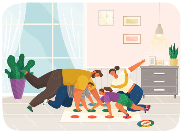 欢乐的家庭玩缠绕人的游戏图片下载