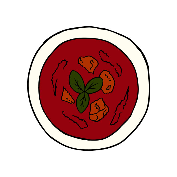 手绘西班牙凉菜汤菜肴设计图片下载