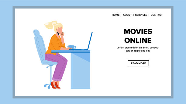 电影在线看女孩在笔记本电脑屏幕上图片下载