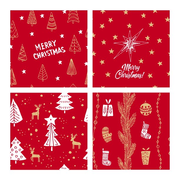 漂亮的无缝圣诞和冬季图案，手绘。许多节日元素和图案。矢量图形和插图。图片下载