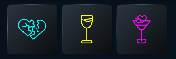 定线破碎的心或离婚的马提尼酒杯图片下载
