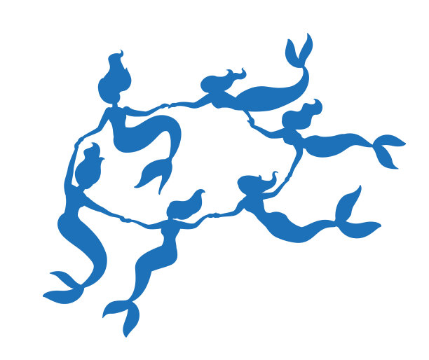 美人鱼仙子的剪影在周围游泳图片下载