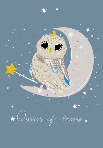 晚安，魔法猫头鹰酒吧的海报图片下载