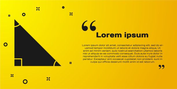 黑色三角形数学图标孤立在黄色图片下载