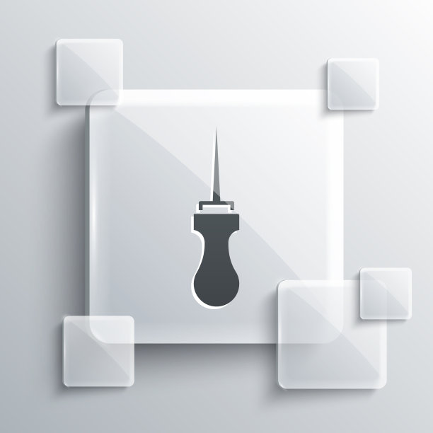 灰色锥子工具与木柄图标隔离图片下载