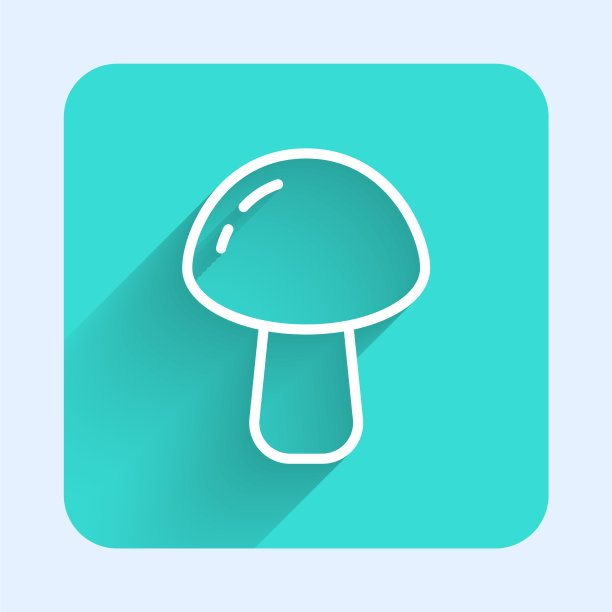 白色线蘑菇图标孤立与长阴影图片下载