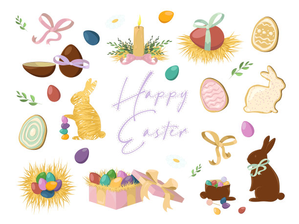 可爱的复活节集图片下载