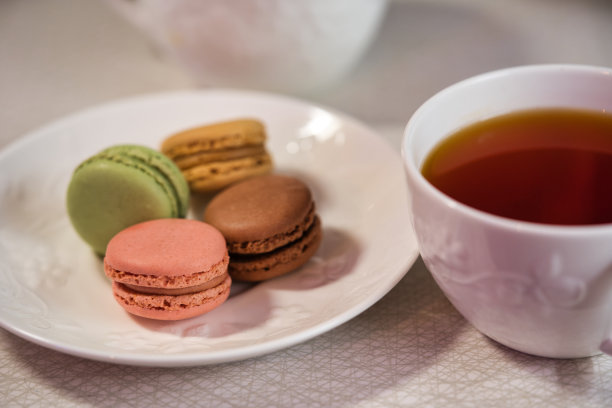 下午茶，还有五颜六色的马卡龙图片下载