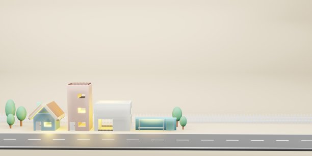 小房子房子模型模型粉彩3d插图图片下载