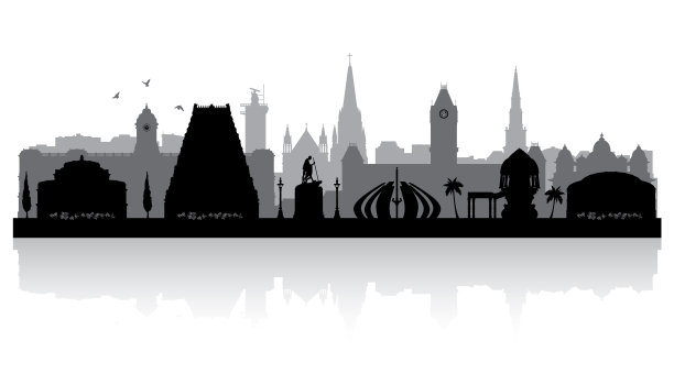 印度钦奈城市天际线轮廓图片下载