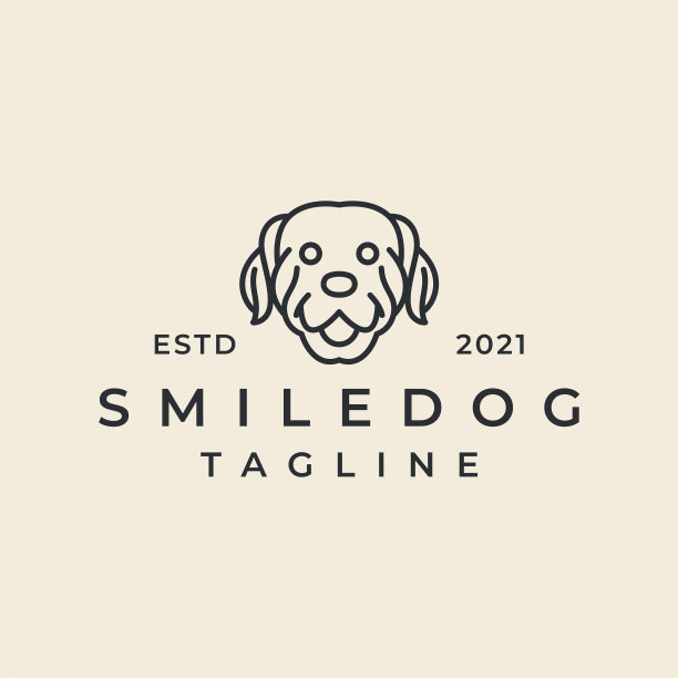 复古潮狗头线艺术标志设计图片下载