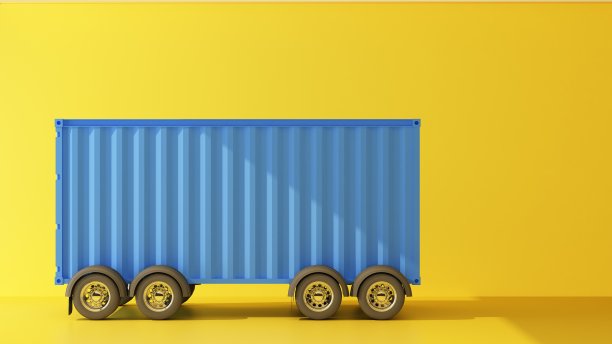 蓝色集装箱车轮侧视图图片下载