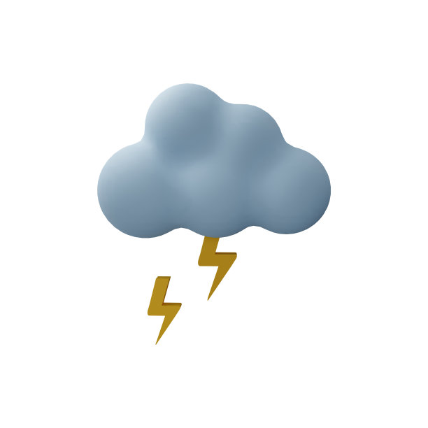 3D雷云与雷插图孤立在白色背景。3d天气图标与雷云和雷声。图片下载