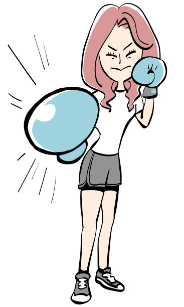 戴着拳击手套拳打脚踢的女人图片下载