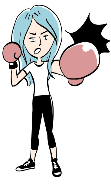 戴着拳击手套拳打脚踢的女人图片下载