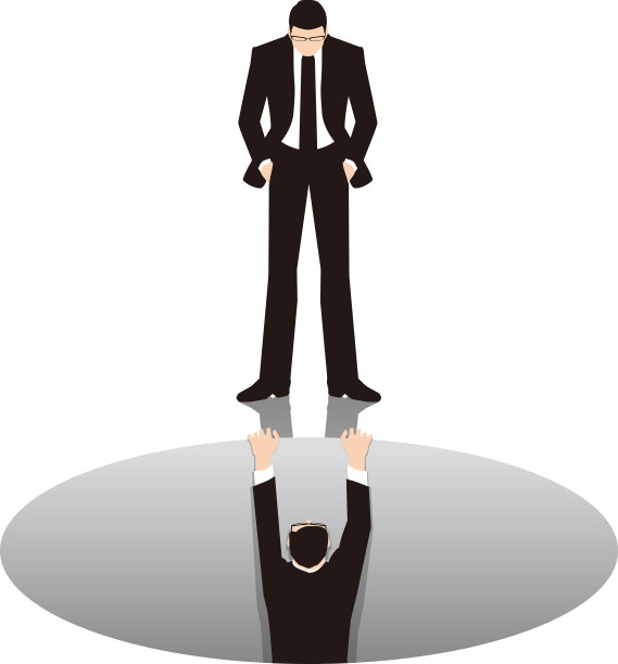 一个即将掉进洞里的商人和一个站在边线上的商人的形象图片下载